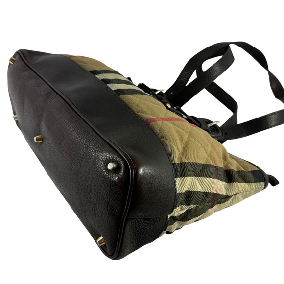 BURBERRY Multicolor Canvas Quilted House Check Manor Tote Bag Made in Italy - Picture 6 of 17